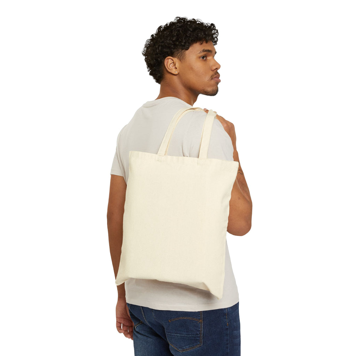 Vintage crane canvas tote with traditional tattoo-inspired bird and sun artwork — product view 11