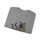 Gothic Botanical Cat Sweatshirt | Crescent Moon, Ornate Florals