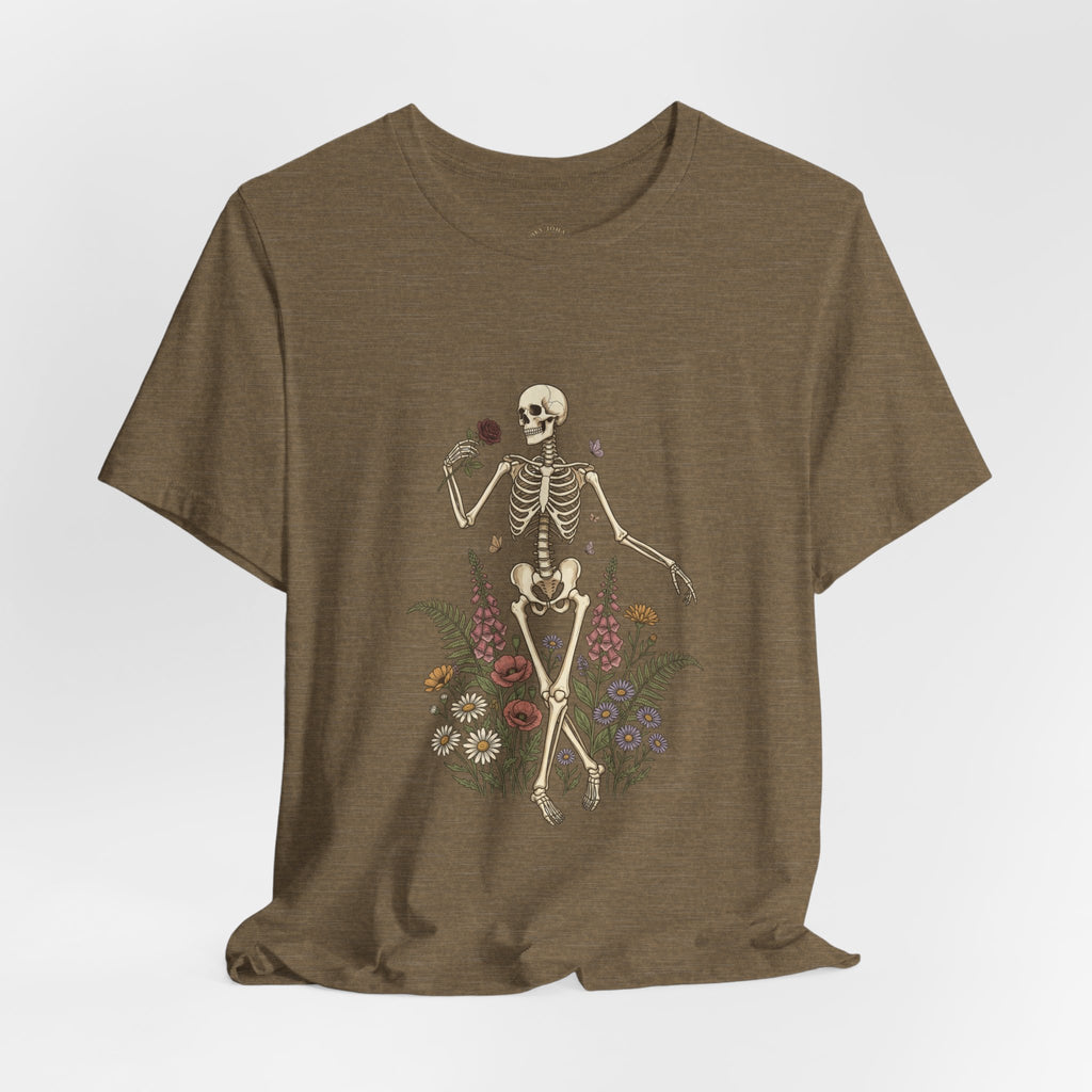 Skeleton with Wildflowers Tee | Gothic Botanicals, Victorian Floral — view 6