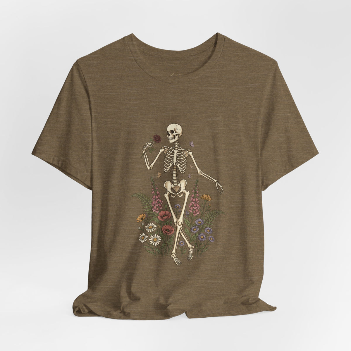 Skeleton with Wildflowers Tee | Gothic Botanicals, Victorian Floral — view 6