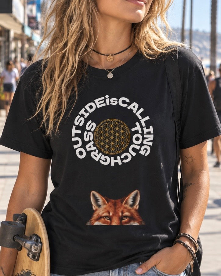 Touch Grass Fox — Outside Is Calling | Super-Soft Unisex T-Shirt — view 3
