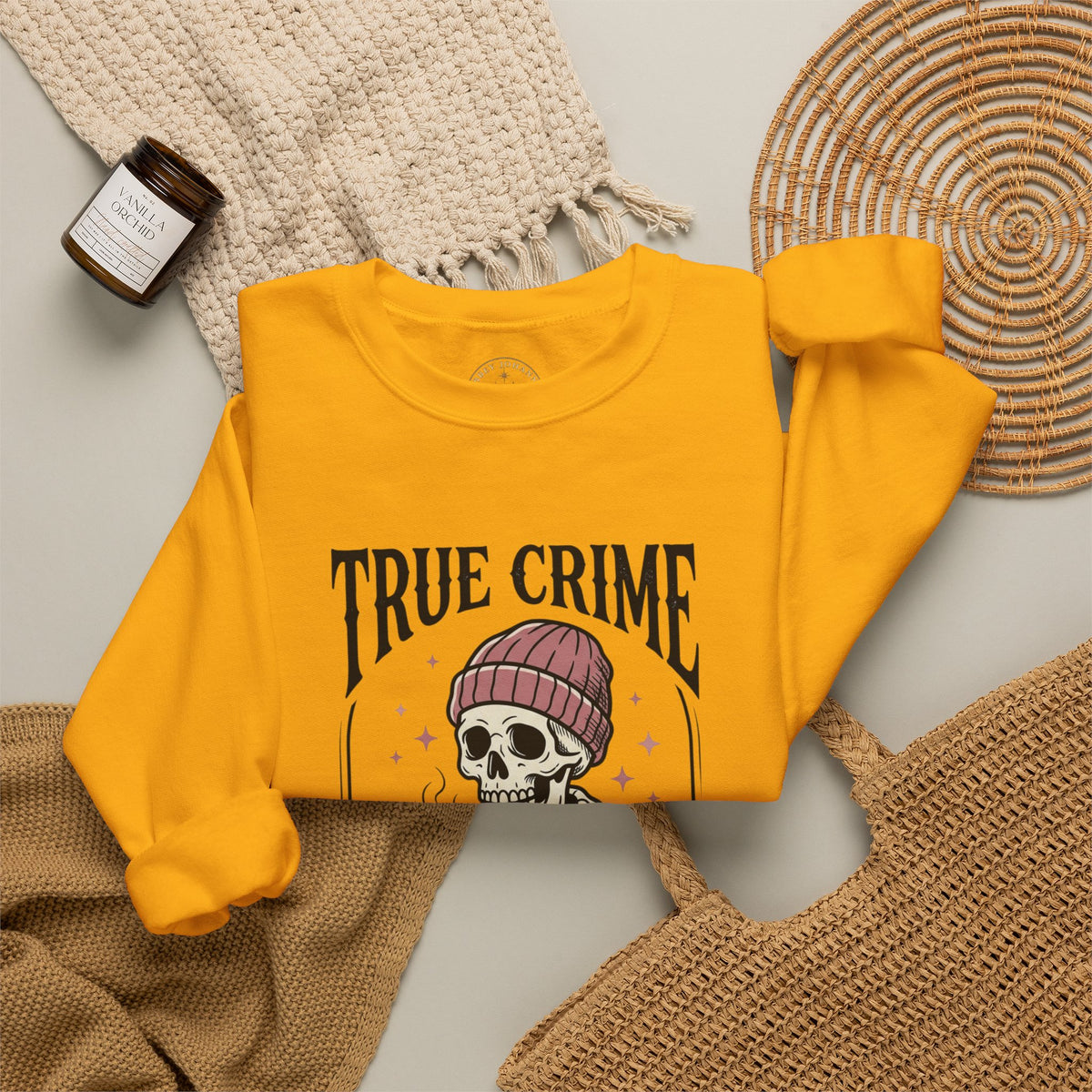 True Crime and Tea Sweatshirt | Skull Tea Mug Graphic, Podcast Lover Crewneck — view 13