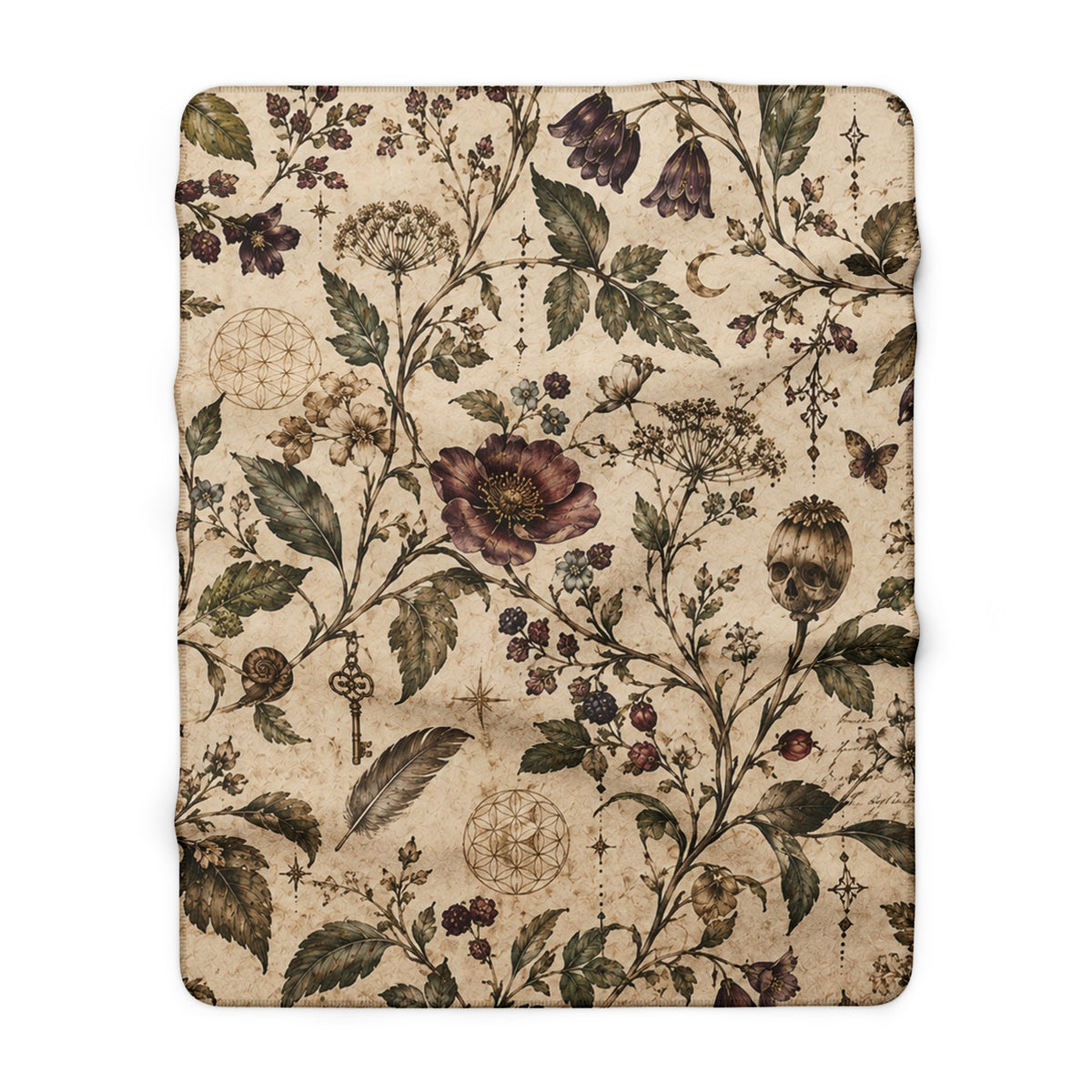Vintage Floral Sherpa Blanket – Cozy Boho Throw for Home & Gift — view 1