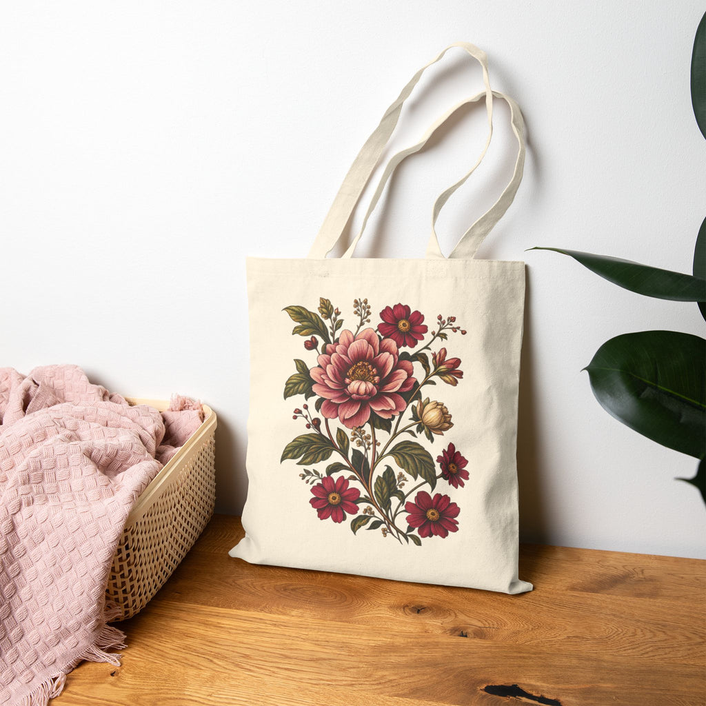 Victorian No. 003 – Vintage Floral Tote Bag | Botanical Cotton Canvas Shopper — view 1
