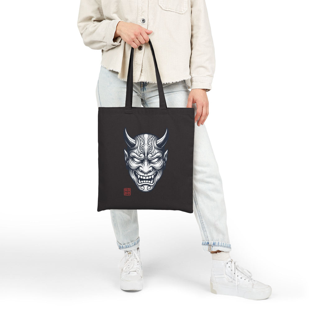 Hannya Mask Tote | Traditional Tattoo-Inspired, Vintage Flash Canvas — view 4