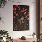 Night Garden No. 001 skull and cherry blossom fine art print by Abbey Johanna.