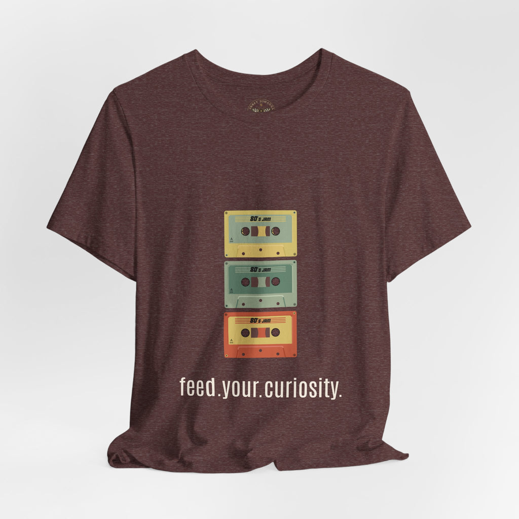 Feed Your Curiosity retro cassette tape graphic T-shirt — product view 9
