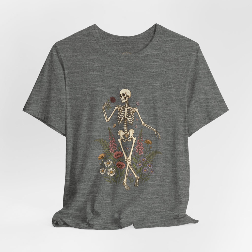 Skeleton with Wildflowers Tee | Gothic Botanicals, Victorian Floral — view 3