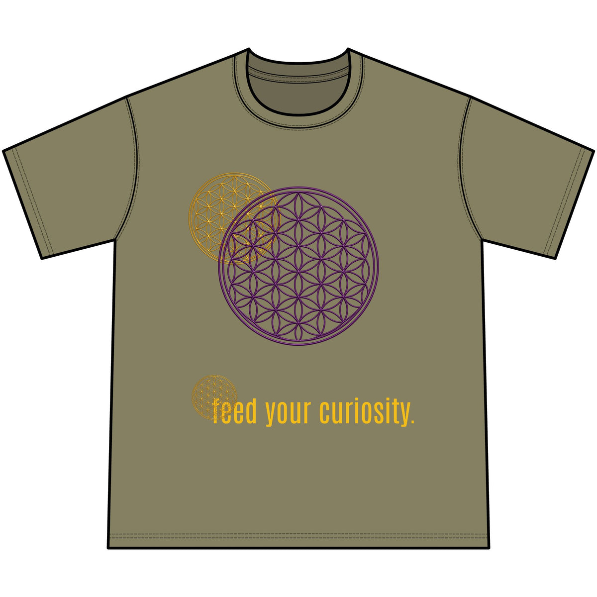Curiosity Tee — 'Feed Your Curiosity' Flower of Life Graphic T-Shirt — view 7
