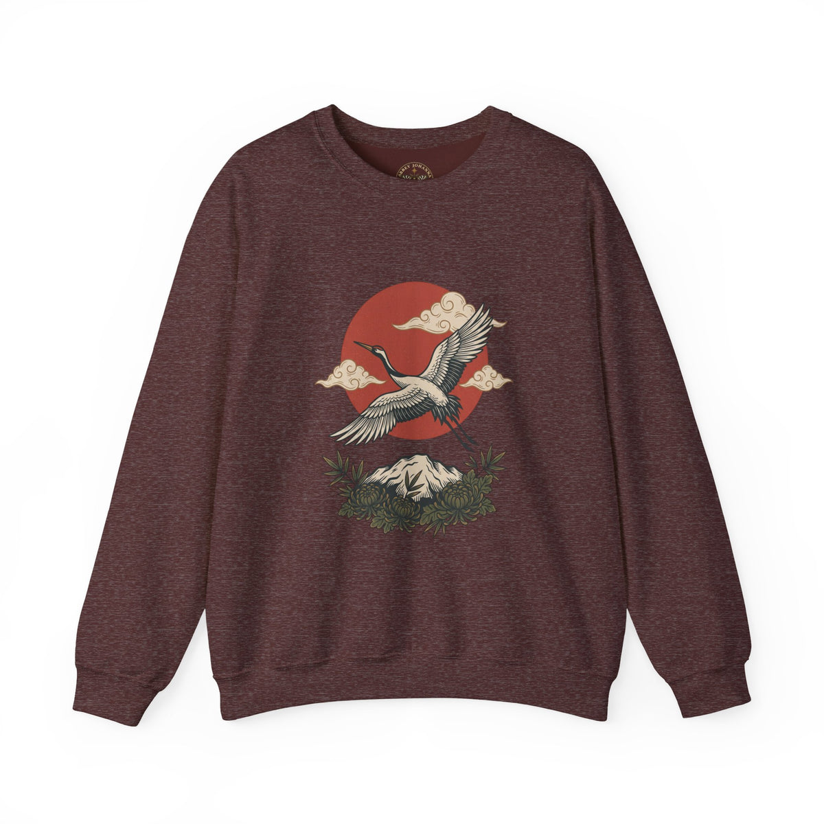 Traditional Tattoo-Style Crane Illustration Sweatshirt | Vintage Flash, Limited Palette — view 5