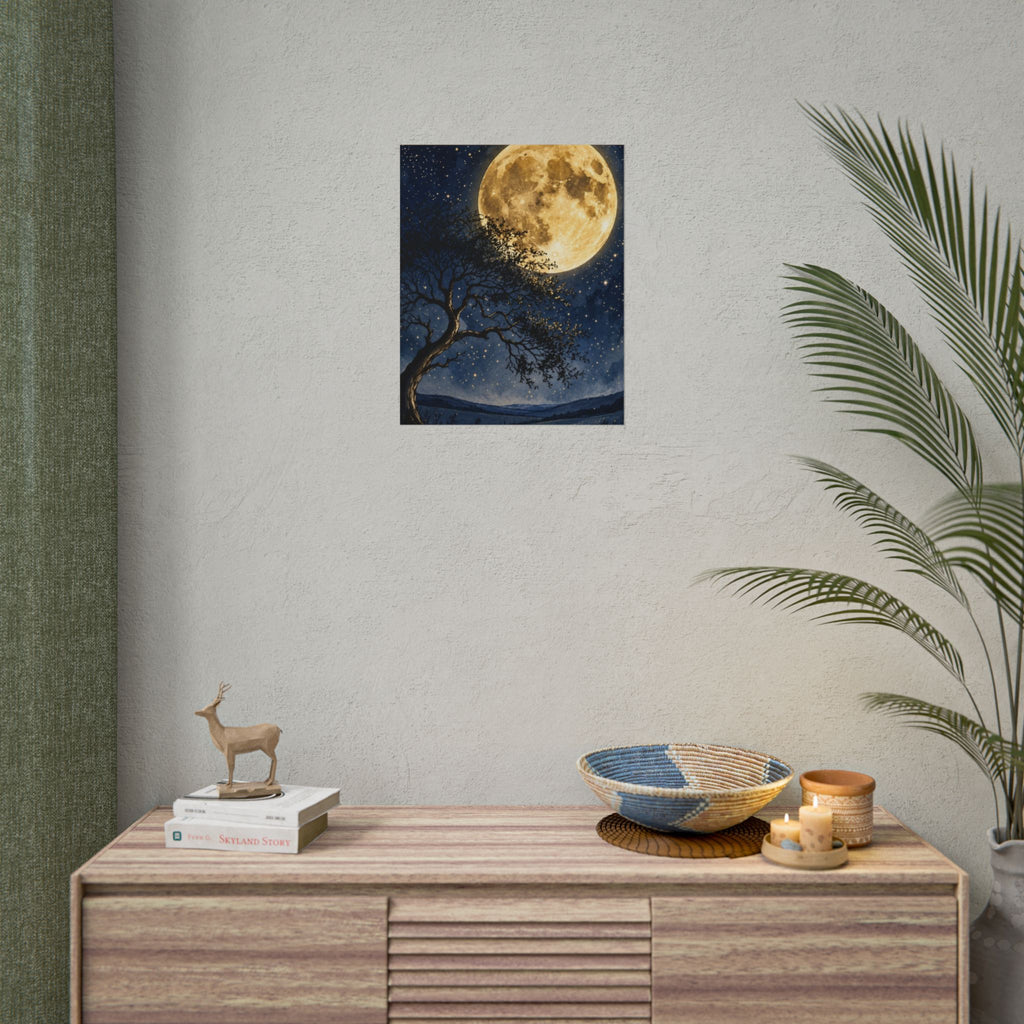 Moonlit Tree Surreal Poster — Night Sky Wall Art Print — view 6
