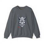 Oni Mask Illustration Crewneck Sweatshirt | Traditional Tattoo-Inspired, Bold Flash Art — view 6