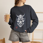 Oni Mask Illustration Crewneck Sweatshirt | Traditional Tattoo-Inspired, Bold Flash Art — view 20