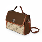 Vintage-Inspired Satchel Bag — Floral Accent, Leather Trim Waterproof Canvas Shoulder Bag — view 5