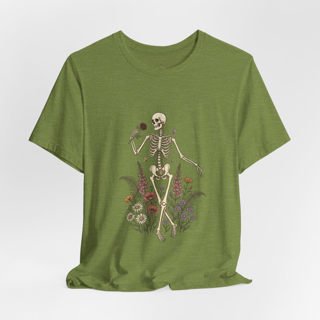 Skeleton with Wildflowers Tee | Gothic Botanicals, Victorian Floral — view 10