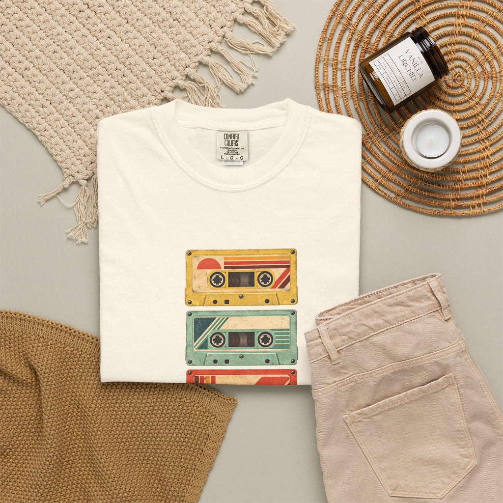 T-Shirt — Vintage Cassette Stack “feed.your.curiosity.” Retro Music Tee — view 14