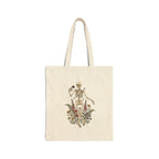 Skeleton with Wildflowers Tote | Gothic Botanicals canvas bag — view 2