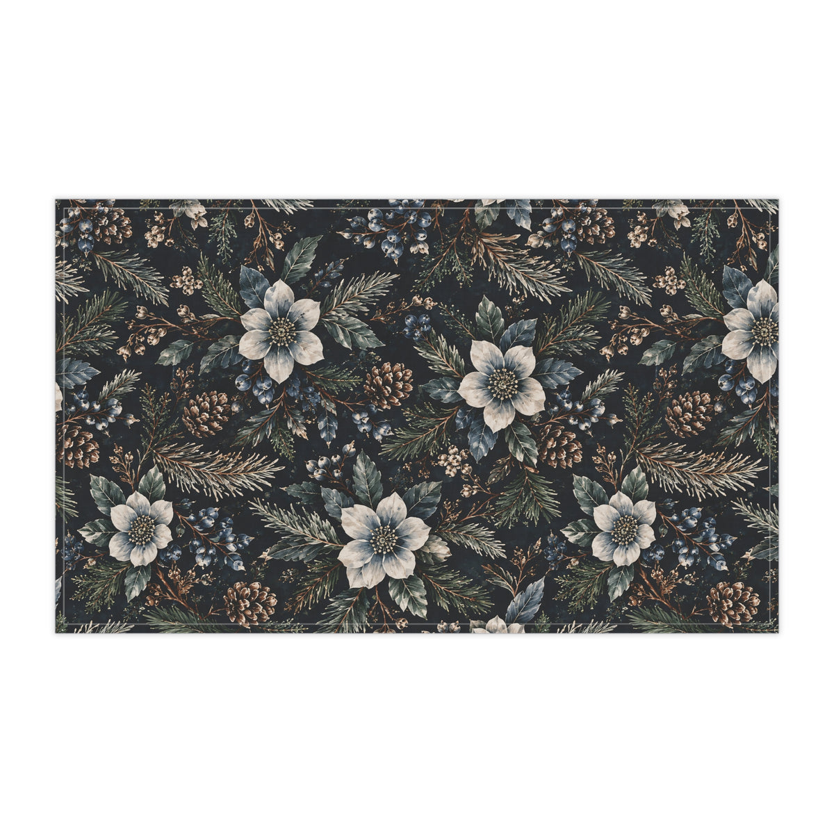 Midnight Winter Garden Cotton Twill Tea Towel | The Winter House Collection