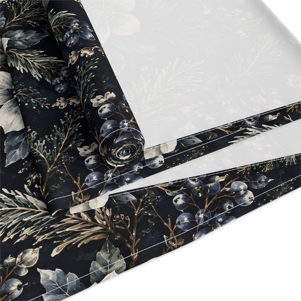 Midnight Winter Garden Cotton Twill Table Runner | The Winter House Collection