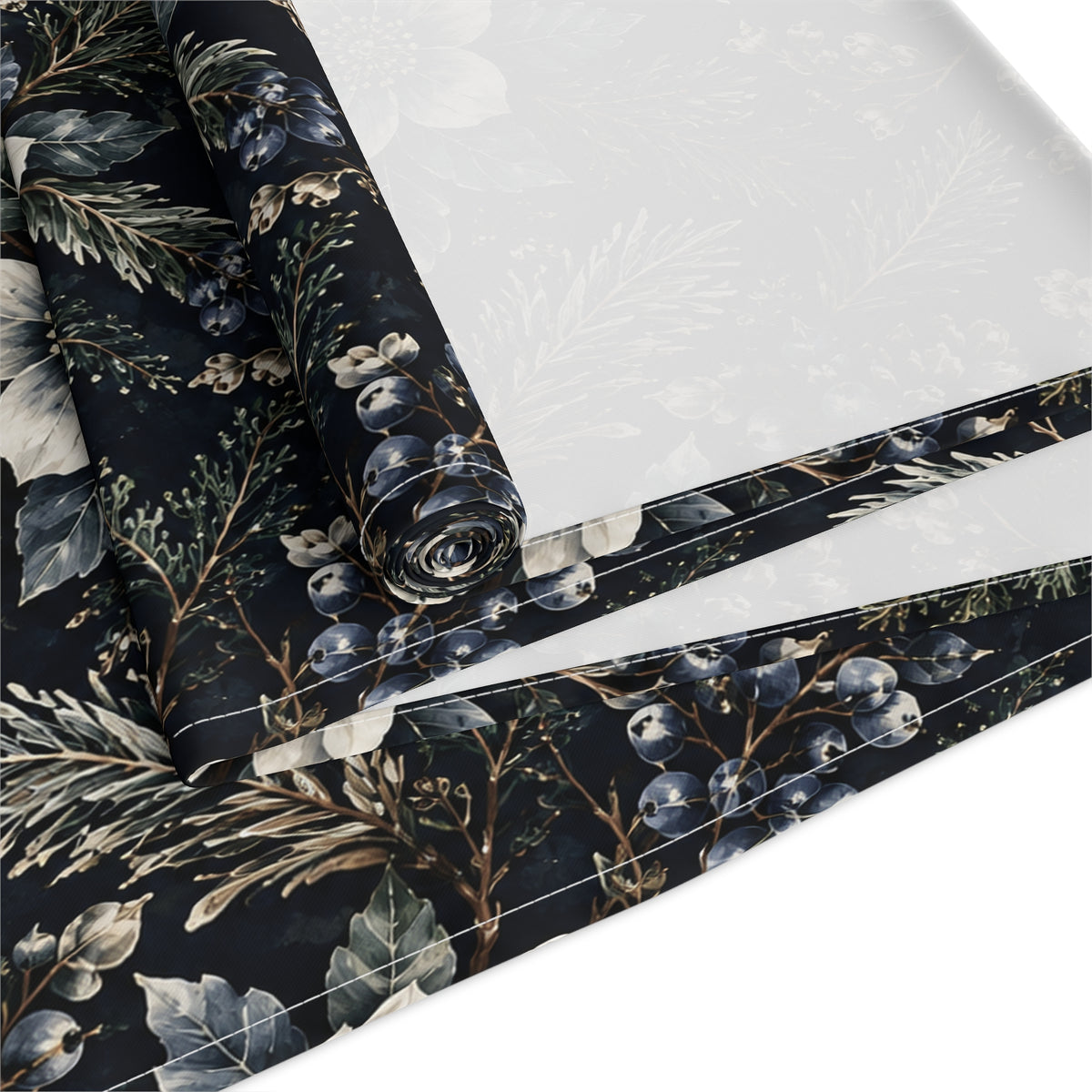 Midnight Winter Garden Cotton Twill Table Runner | The Winter House Collection