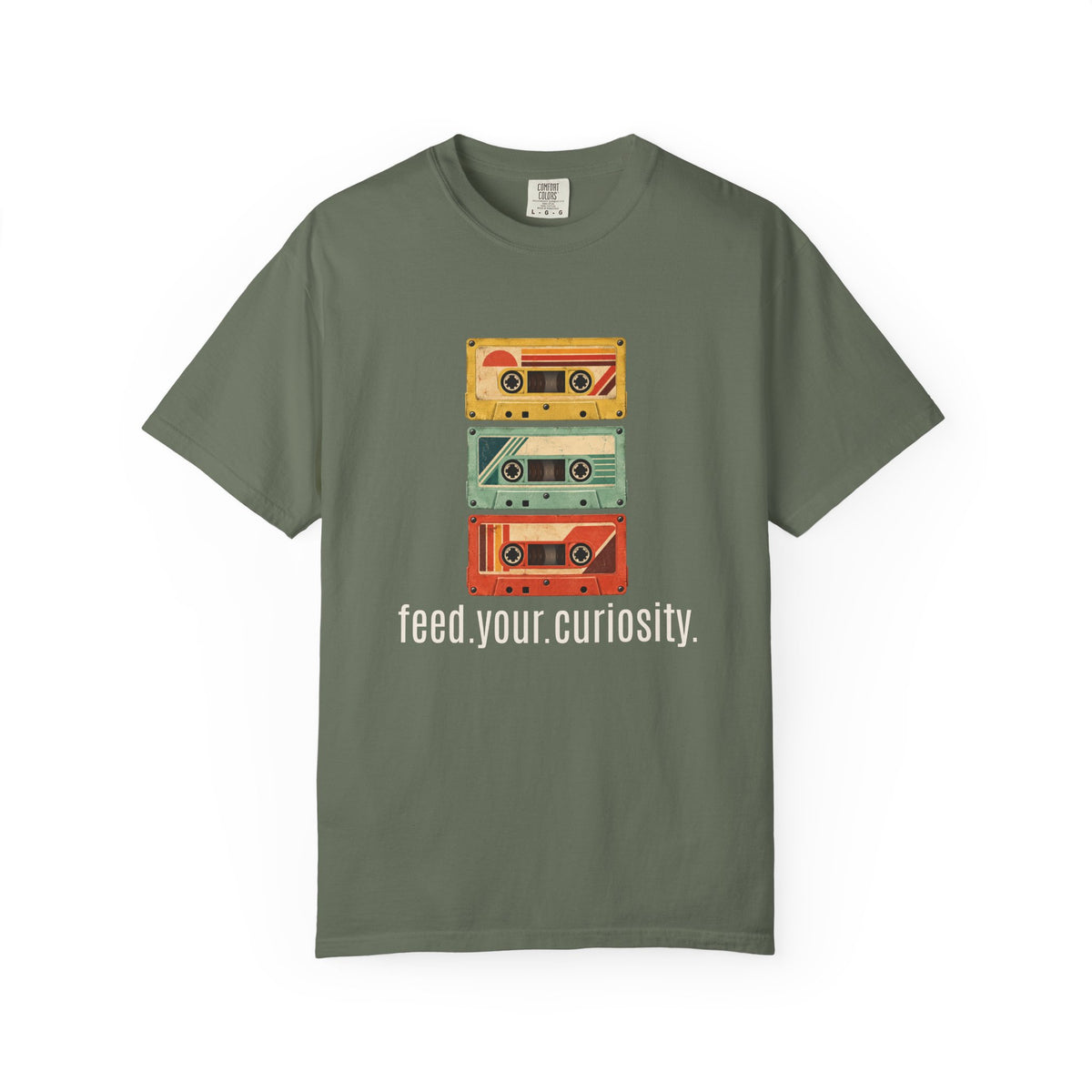 T-Shirt — Vintage Cassette Stack “feed.your.curiosity.” Retro Music Tee — view 43