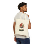 Vintage crane canvas tote with traditional tattoo-inspired bird and sun artwork — product view 10