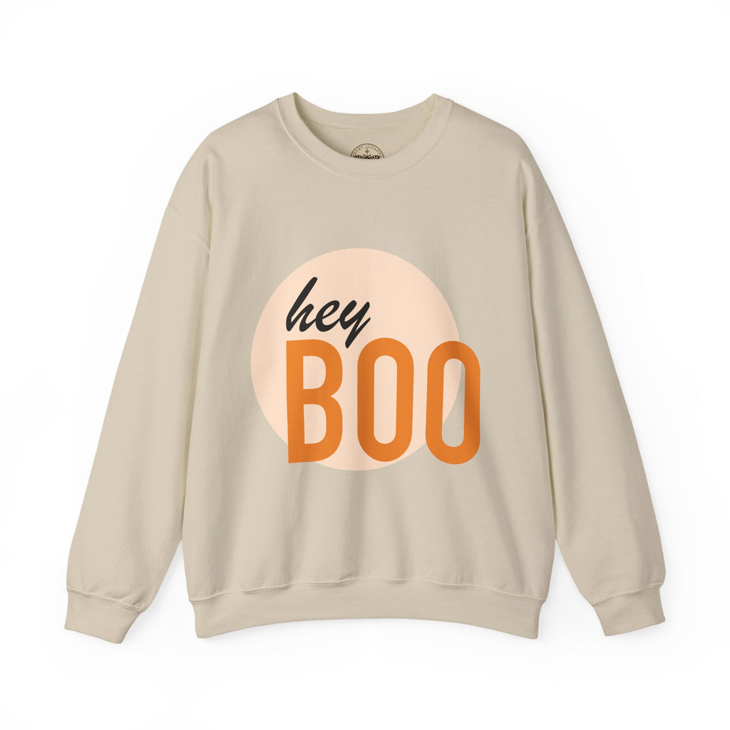 hey BOO Crewneck Sweatshirt — Cute Halloween Graphic Pullover — view 2