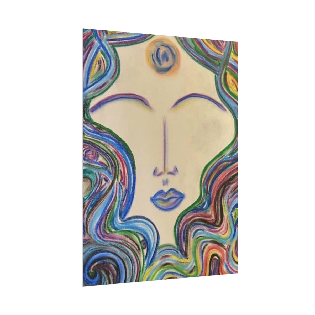 Bliss – Colorful Abstract Face Wall Art | Oil Pastel Art Print | Boho Eclectic Decor — view 7
