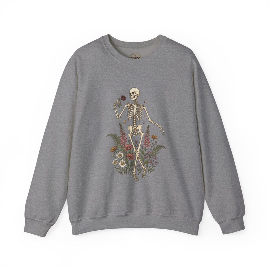 Skeleton with Blooms Crewneck, Gothic Botanicals sweatshirt