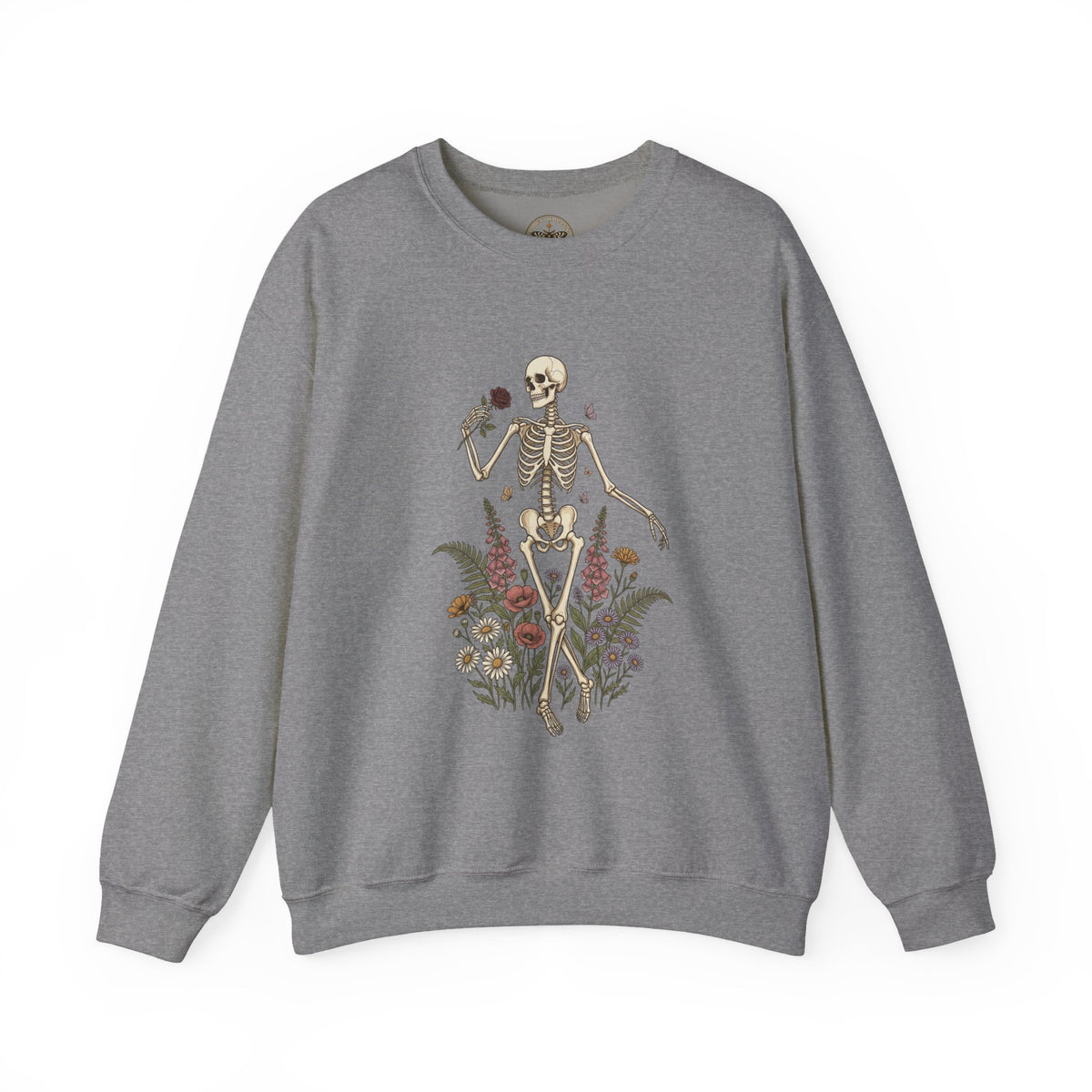 Skeleton with Blooms Crewneck, Gothic Botanicals sweatshirt
