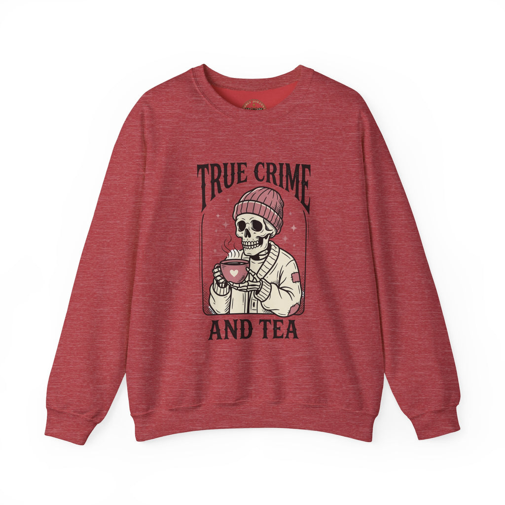 True Crime and Tea Sweatshirt | Skull Tea Mug Graphic, Podcast Lover Crewneck — view 7