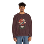 Traditional Tattoo-Style Crane Illustration Sweatshirt | Vintage Flash, Limited Palette — view 49