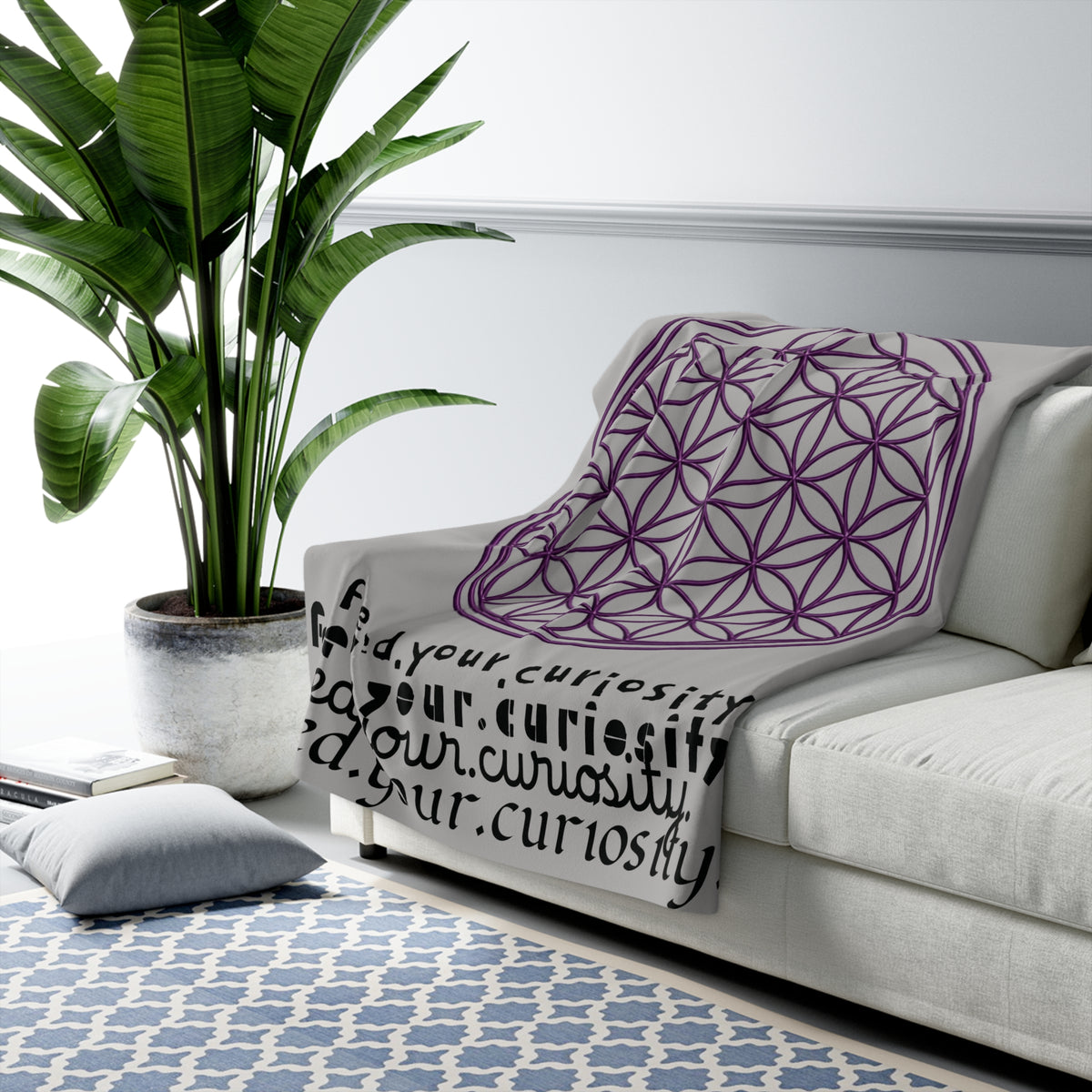 Feed Your Curiosity- Flower of Life - Sacred Geometry Sherpa Fleece Blanket — view 1