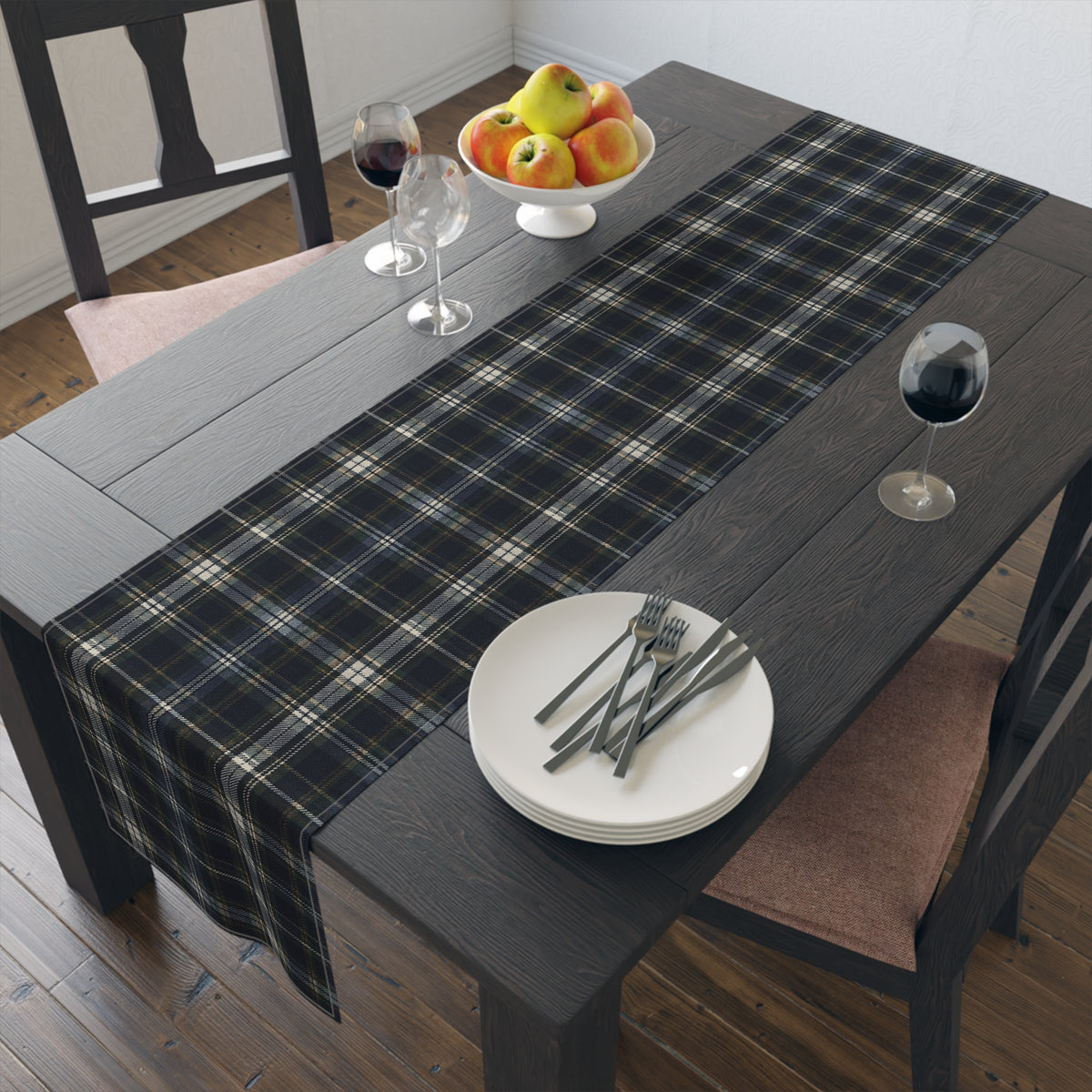 Nocturne Tartan Cotton Twill Table Runner | The Winter House Collection