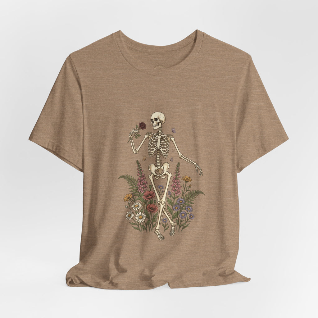 Skeleton with Wildflowers Tee | Gothic Botanicals, Victorian Floral — view 2