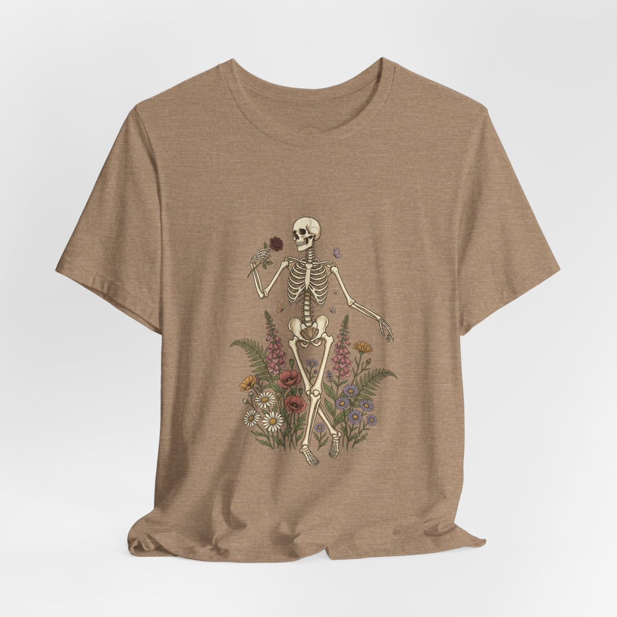 Skeleton with Wildflowers Tee | Gothic Botanicals, Victorian Floral — view 2