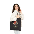 Vintage crane canvas tote with traditional tattoo-inspired bird and sun artwork — product view 19
