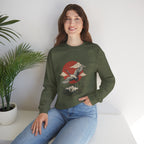 Traditional Tattoo-Style Crane Illustration Sweatshirt | Vintage Flash, Limited Palette — view 61