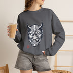 Oni Mask Illustration Crewneck Sweatshirt | Traditional Tattoo-Inspired, Bold Flash Art — view 19