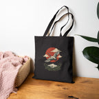 Vintage crane canvas tote with traditional tattoo-inspired bird and sun artwork — product view 21