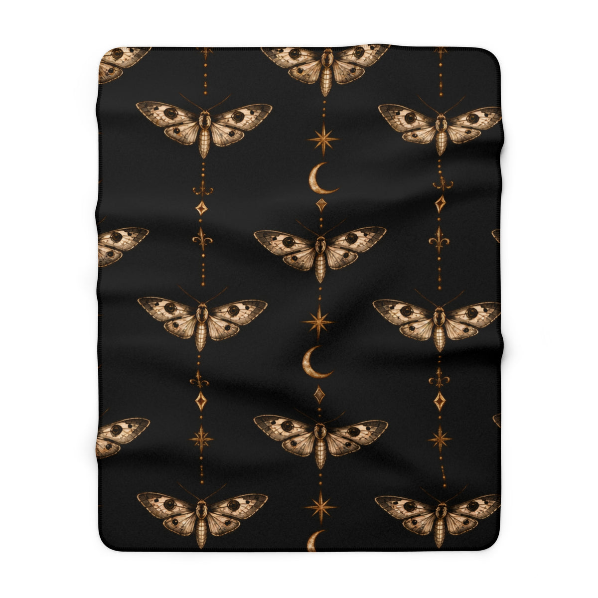 Moth & Moon Sherpa Blanket — Cozy Celestial Fleece Throw