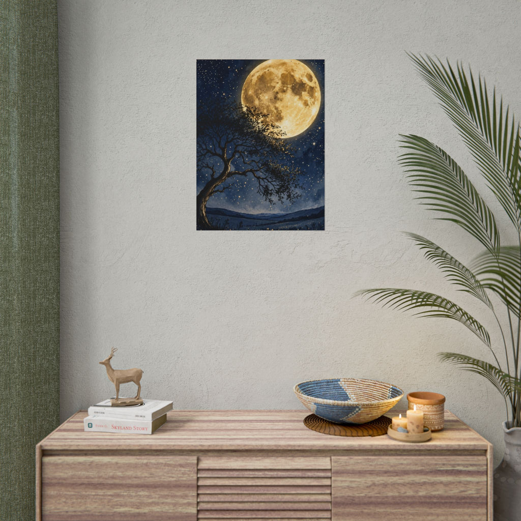 Moonlit Tree Surreal Poster — Night Sky Wall Art Print — view 9