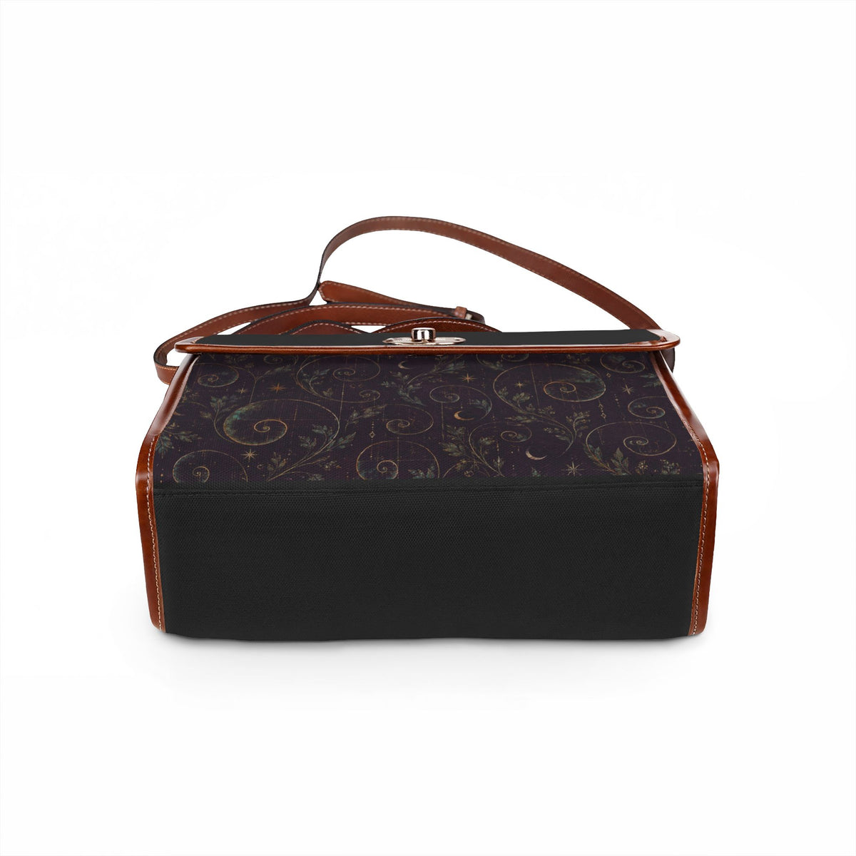 Minimalistic Dreamy Satchel Bag – Vintage Floral Accent, Leather-Trimmed Waterproof Handbag