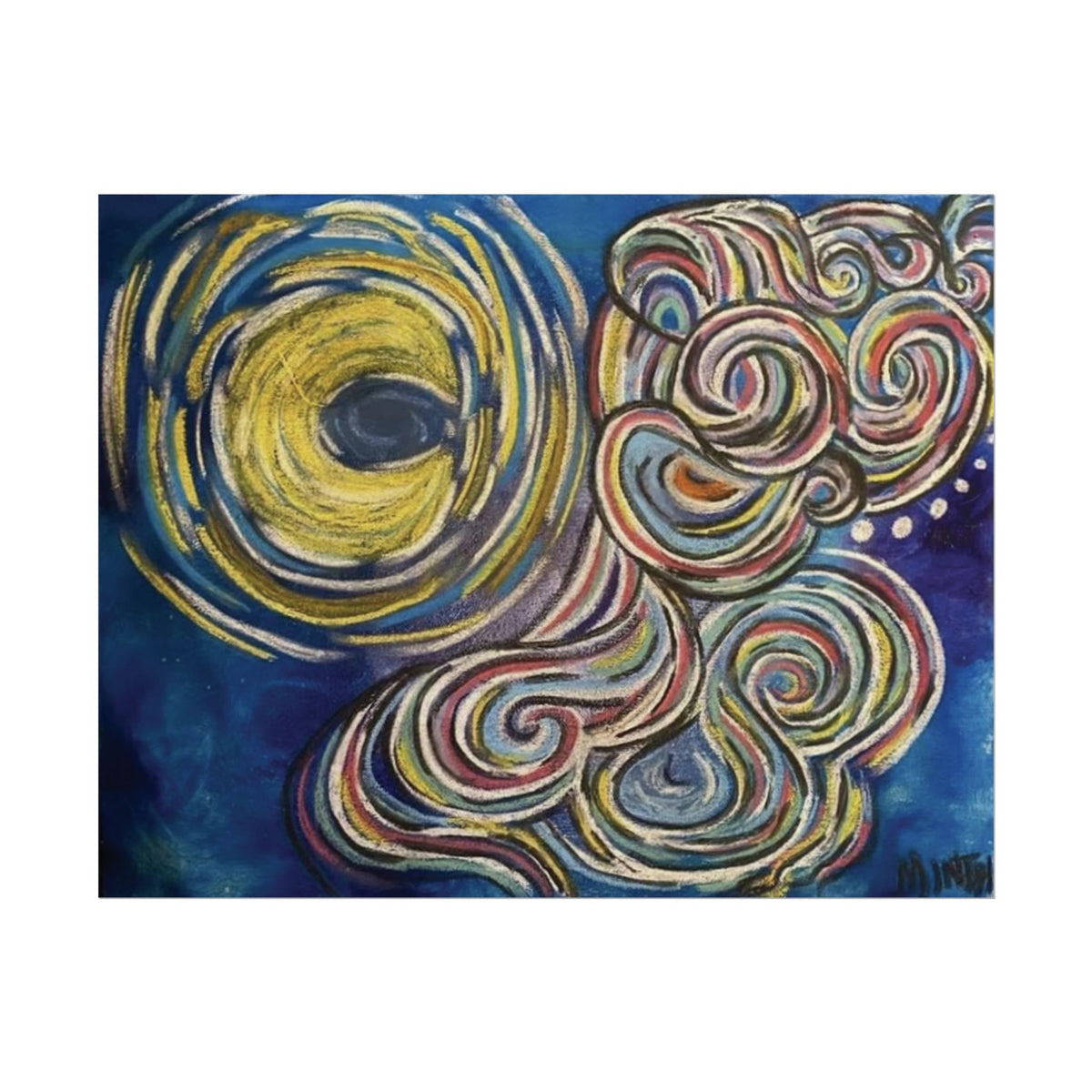 Abstract Moon Swirl Poster — Colorful Whirlwind Wall Art (Rolled Poster) — view 1