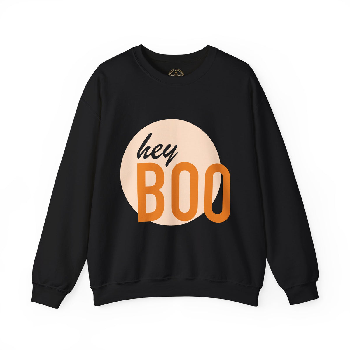 hey BOO Crewneck Sweatshirt — Cute Halloween Graphic Pullover — view 1