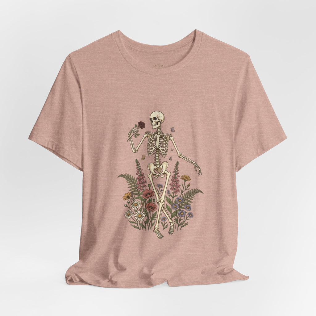 Skeleton with Wildflowers Tee | Gothic Botanicals, Victorian Floral — view 5