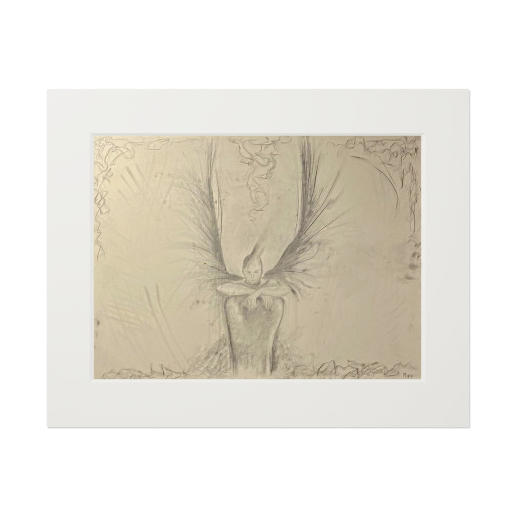 The Guardian giclée charcoal artwork print with passepartout by Abbey Johanna