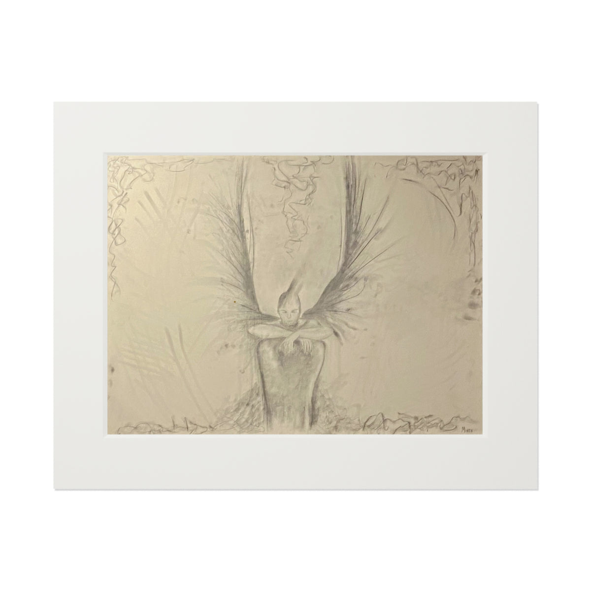 The Guardian — Giclée Fine Art Print with Passepartout | Original Charcoal Artwork