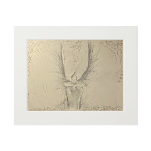 The Guardian — Giclée Fine Art Print with Passepartout | Original Charcoal Artwork