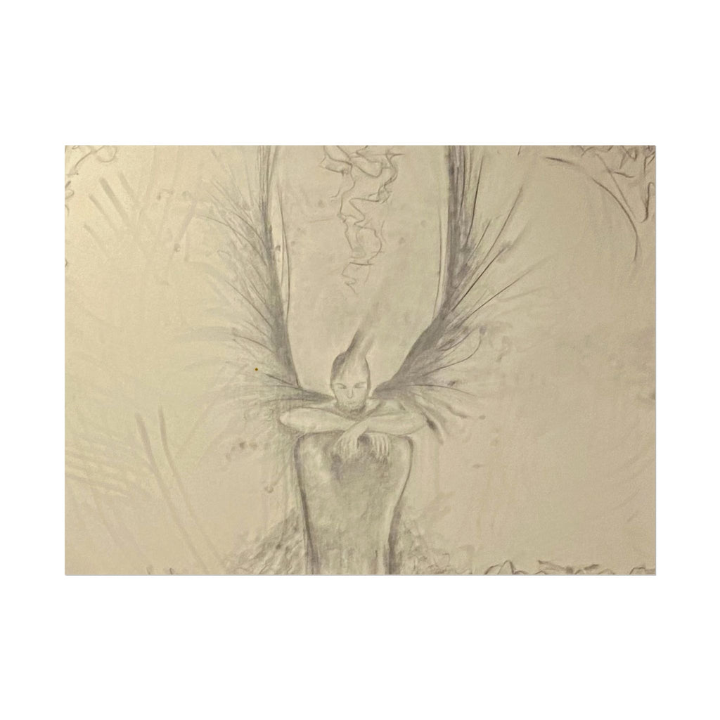 The Guardian charcoal fine art print on textured watercolor paper — product view 3